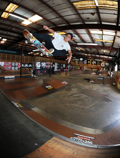 <!--tampapro2014-->

Braulio Sagas was bringing some of that South American fire today with tricks like this ollie to fakie on the quarter. Braulio is here from Santiago, Chile.
