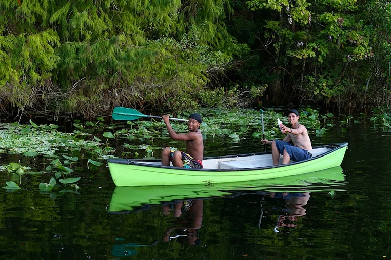 <!-- melbourne2013 -->

This might be the next Skatepark of Tampa ad. The two most unlikely people to be manning a canoe. 