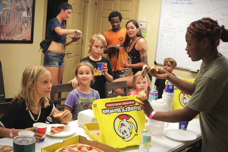 <!--girlsmeetupphotos-->

Vans hooked everyone up with free pizza and they got to enjoy it in a private chill room with A/C. Can't argue with that.