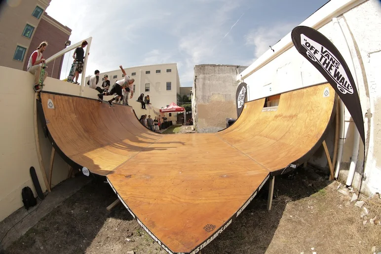 <!-- thebricks3year -->

We got back to the bricks right when the Instaramp crew finished squeezing the ramp into this back alley. That’s Andrew with a back tail.