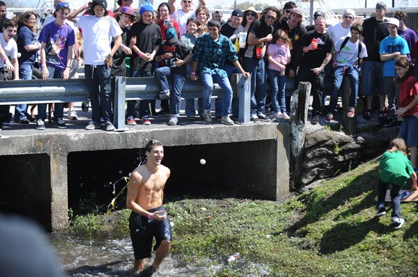 Throwing eggs is the new Moat Race tradition