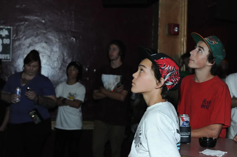 The 20 Years of SPoT history video probably taught a lot of people some things they didn’t know about the Park, especially the younger guys like Jayden here.  We all watched it in Czar before the bands started.<!-- Tampa Am 2012 Photos -->