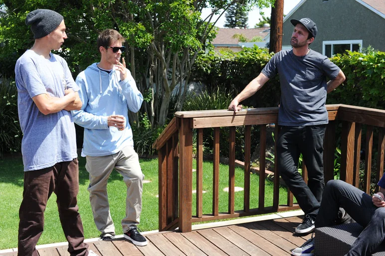 From the Nike Facility, we went to the Andale Bearings factory which also happens to be Joey Brezinki's house.  That cool guy there with Schaefer and Joey is Chris Roberts.<!-- A California Work and Play Day -->