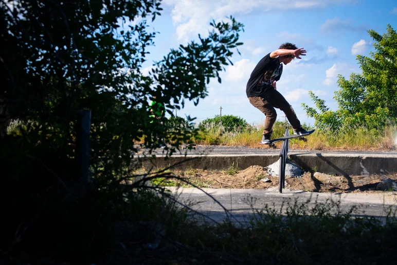 <!-- ffn_PB_nov13 -->
Instead of walking back up, Davin decided to play it safe and front board back up the rail instead.