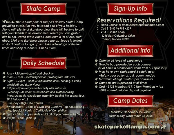 Holiday 2008 Skate Camp Info