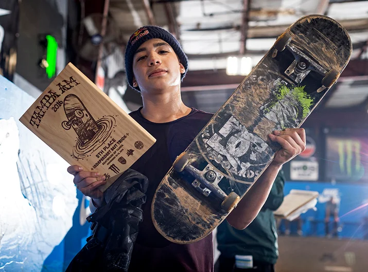 <!--am16satphotos-->

Angelo Caro scores 5th place in Best Trick with uh Bigspin Frontblunt Bigspin Out.