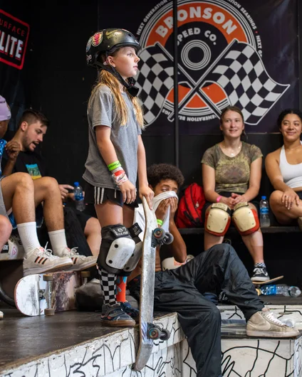 Her birth name is Juliet but the crowd knows her as JuJu. JuJu eyeing up the park before dropping in.

<!--backtoschoolbash2022-->