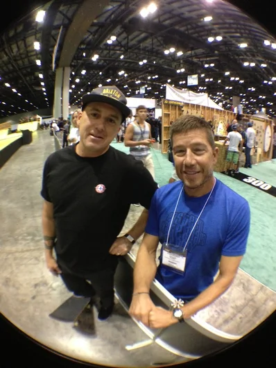 <!-- surfexpo2013 -->

Trey and Reggie Barnes from Eastern Skate Supply. Two shows a year for thirty years makes this Reggie's 60th Surf Expo. Wow! 