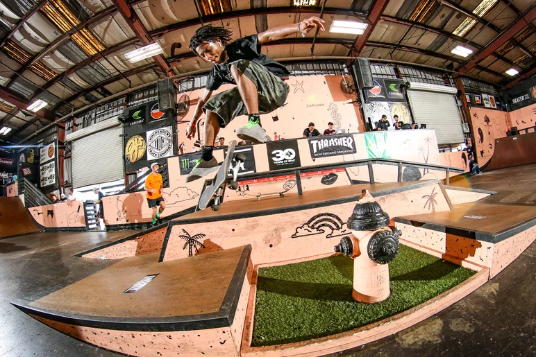 SPoT Team rider Myles Booker throws a Tre flip over the hydrant.


<!--backtoschoolbash23-->