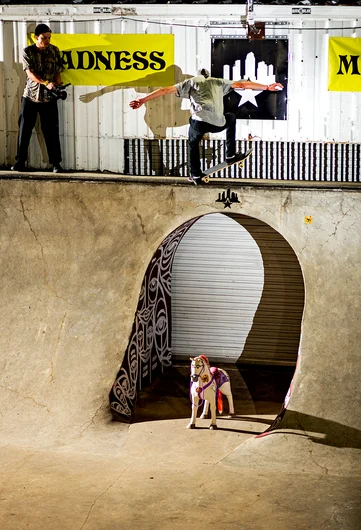 The FS 180 Fakie 5-O over the channel seems like a scary one! Nick Wallace defies fate! 
<!--tampam2022madnessconcretejam-->