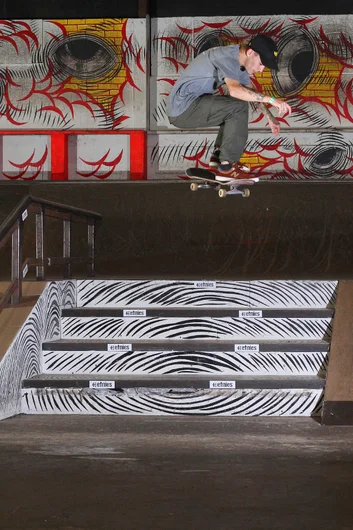 <!--etniesalbumpremiere-->

Right before the premiere, we held a Best Trick Jam courtesy of Etnies. That's Joey Hilbert with a Front Shuv.
