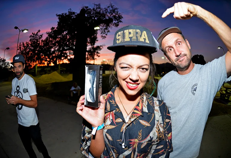 <!--ww14-->

This is Marisa. I met her down the street from the contest and she said she wanted to go to chill and skate.  Looks like her wishes came true and she got some free goods to boot; sounds like a pretty sweet deal.











