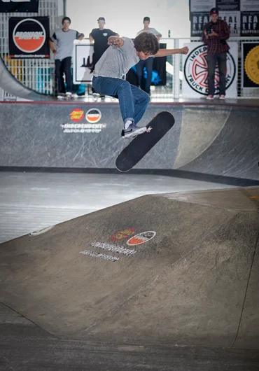 <!--dacm16-finals-->

Kane Sheckler doesn’t need the free pass from his older bro as he can hold his own: Treflip in the Semeez.