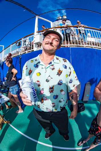 SPoT's Swiss Army knife, Alex Vestal, drinking some well needed water.

<!--floggingmollycruise23-->