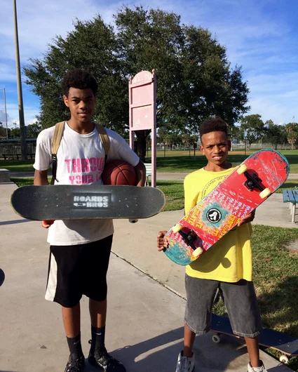 <!--b4bdelivery-->

These kids were so stoked to be able to finally try skateboarding.
