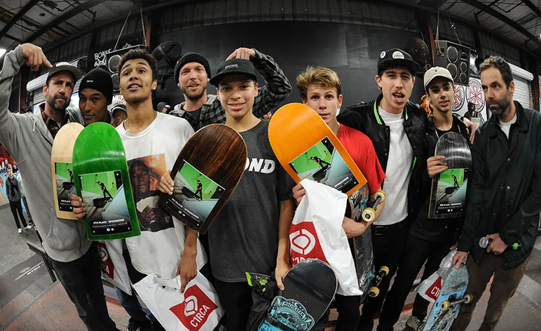 <!--vday16-->
Top 5 from the sponsored division, from left to right: James Cobb, 5th place; Gregory Holt, 4th place; Alejandro Burnell, 3rd place; Nick Wallace, 2nd place; Marcos Montoya, 1st place. And that wraps it! Thanks to Robby Brockel and David Gravette for hanging out all weekend, to C1RCA for hosting and to you, for coming out.