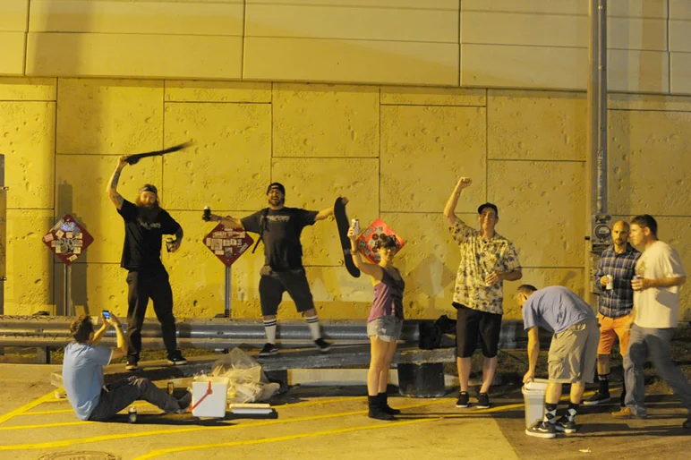 The heavy metal parking lot in the back of the Skatepark commonly referred to as Tampsterdam.  Big Al is the mayor of this town.<!-- Tampa Am 2012 Photos -->