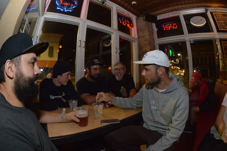 <!--am15sunnight-->

A lot of skateboard history at this table.