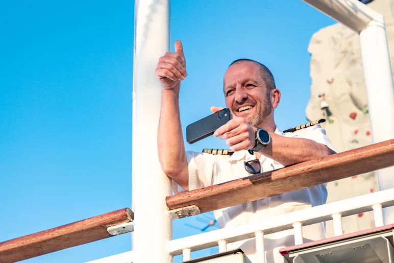 The captain was having himself a blast. Dude loves skateboarding!

<!--floggingmollycruise23-->