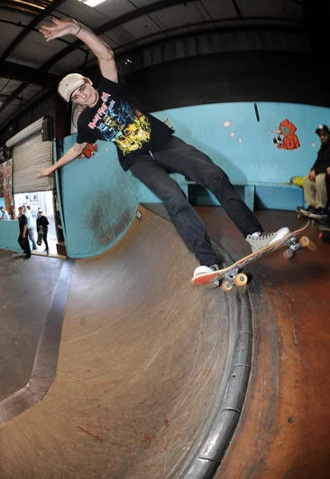 <!--vday16-->
SPoT team rider Alejandro Burnell was on fire. He made tricks like this hurricane through the corner and found himself in the sponsored division finals, where the top five skaters battled it out for first.