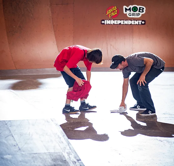 <!--am19finals-->

After Kairi mopped up the course with Heelflip tricks, Toshi and Brian mopped up the park in a more traditional sense.