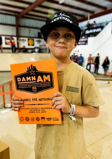 <!--da-atl17-finals-->

And also another Thanks for Nothing award goes to Hazard County Skatepark to add to the plaque wall. That's the owner, Jona Owings son - Maddock accepting the award.