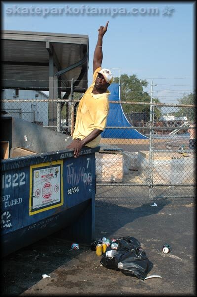 Dumpster Curtis recycles for us