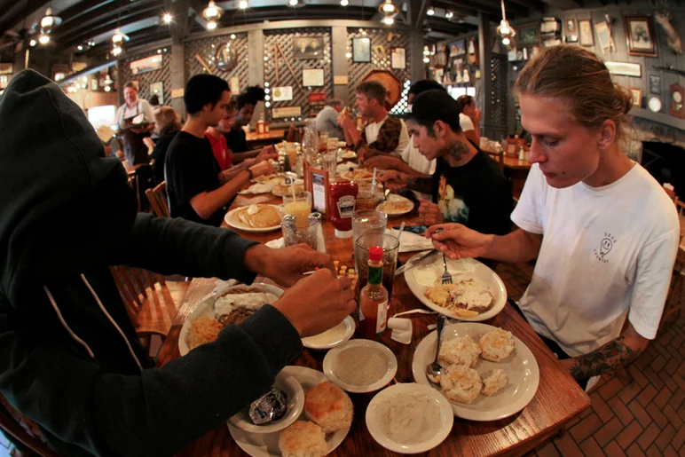 <!--copa15-->

Cracker Barrel was the first stop on our trip. Can’t skate or drive on an empty stomach. 