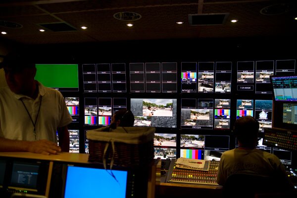 Behind the scenes in the live TV truck