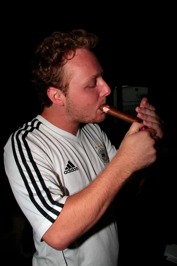 <!--eotmaug-->
He also won a cigar that the bossman Brian Schaefer let him light up in celebration! NBD