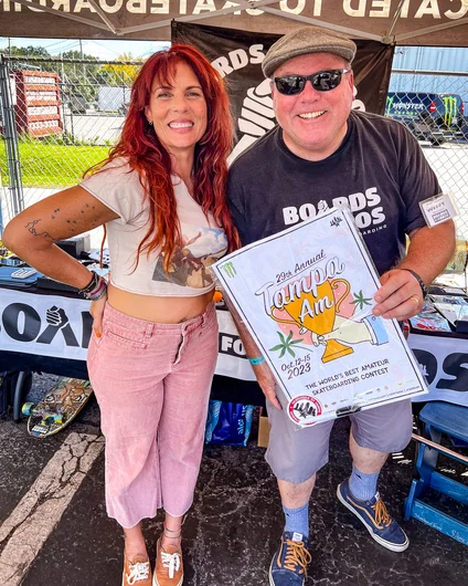 The Boards for Bros tent is full of smiling faces and charitable acts. Go enter the raffle.

<!--tampaam2023qualifiers-->