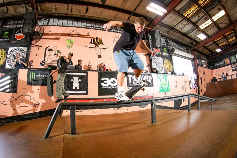 Noah Nagaro won the Spring Roll 2023 Contest and came back with an entirely new bag of tricks. Front crook fakie on the main pyramid rail with ease

<!--backtoschoolbash23-->