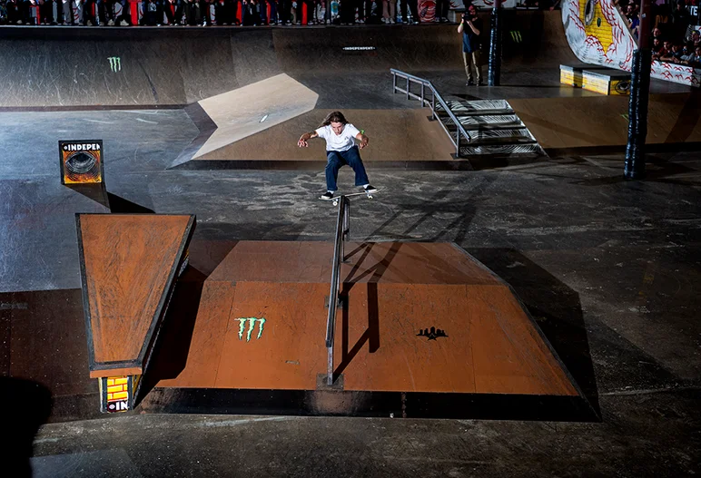 <!--pro18-finals-->

Okay ok Axel we get it! you’re the king of the A-Frame with this Boardslide up and over.


