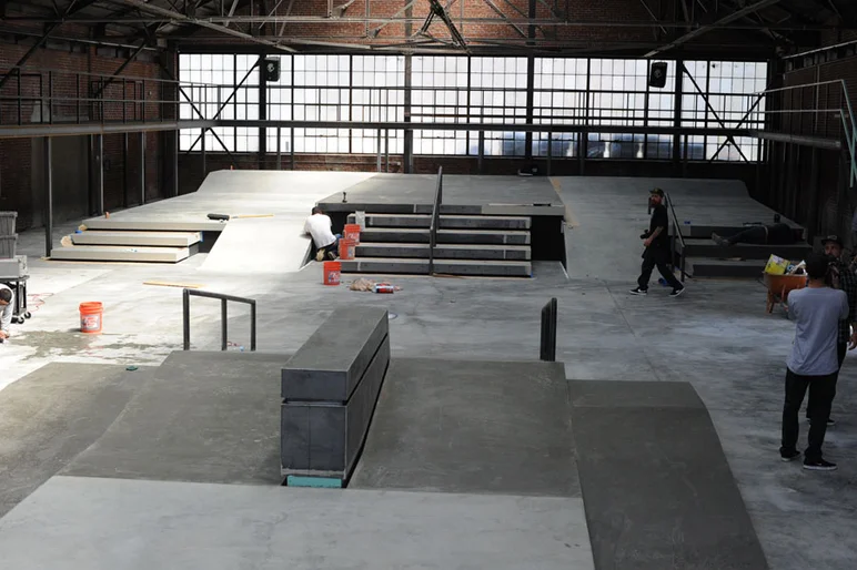 Practice is less than 24 hours from now, but the concrete is still drying.  Not a problem, California Skateparks is getting it done.<!-- Damn Am Los Angeles 2013: Arrival in LA and Construction -->