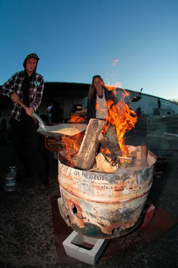 <!--ombj15-->

Eric and Jeni get the fire started.