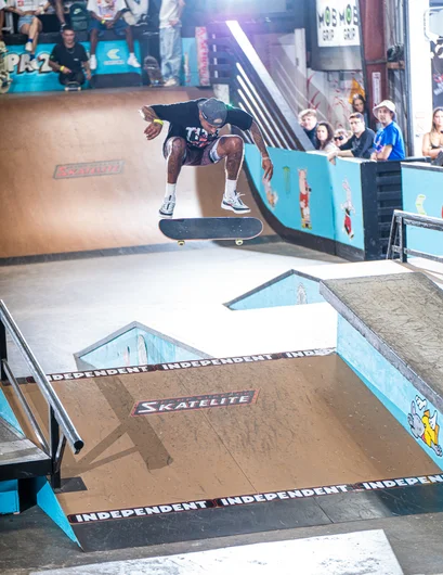 Did you know there is practice going down inside too? Frontside flip from the co-voice of Damn Am: Manny Santiago

<!--tampapro2024day1-->