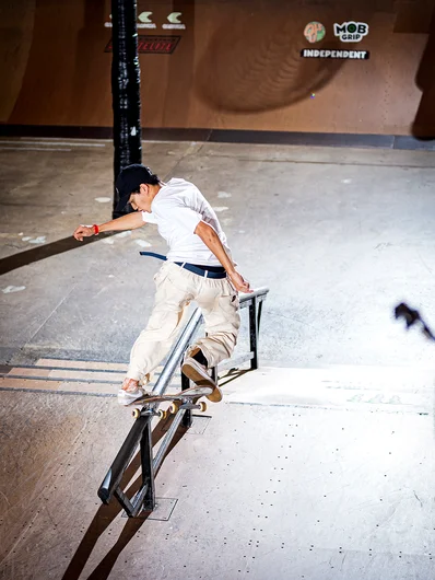 Chic & Tweak, Taiga Nagai exemplifies the proper form for a Backside 180 Nosegrind.

<!—tampam2022lastchance—>