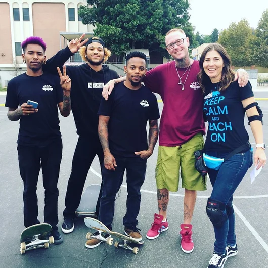 <!--vansgivesback19-->
Kurtis Colemonico and his Skate Kids crew shredded all day and were happy to get to hang with Ms. Henree Haitkin - the teacher that started this whole thing!
