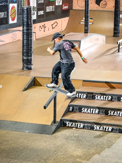 Deivid on another wild trick. Nollie 270 Lip the weird way. Shoulders still haven't caught up to his feet yet!
<!--tampaamsunday2023-->