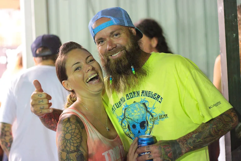 <!--pro15satnight-->
Frosty and his girl Leanne stopped by to watch the boards fly into the crowd.