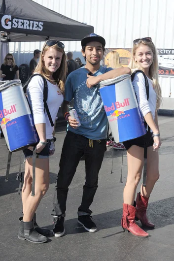 Another homie from Chile, Christian Elizondo with the Red Bull girls.<!-- Tampa Am 2012 Photos -->