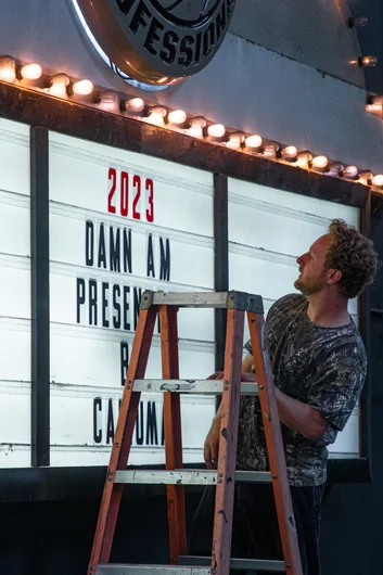 Just like home! Got to The Berrics and Glancy updated the marquee to let the people know what time it is.

<!--damnamla2023-->