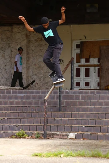 <!-- melbourne2013 -->

This bowling alley rail was next, where Markus was like a kid in a candy store. This was a feeble to fakie. Look at that foot!