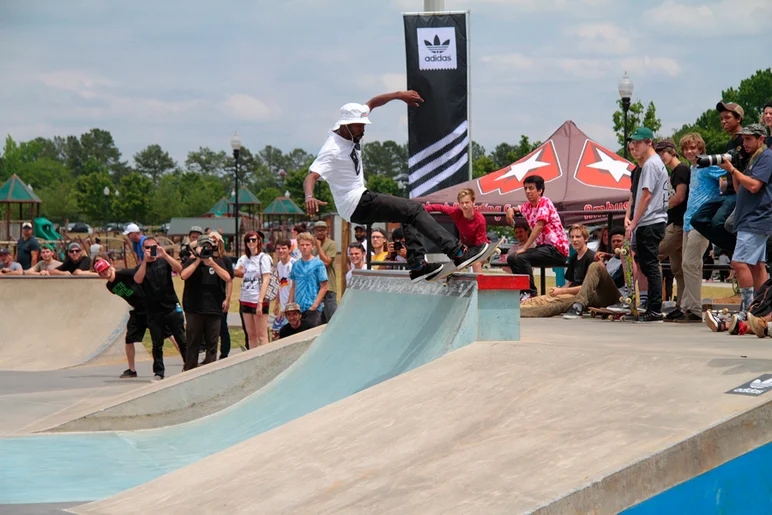 <!--copa15-->

Travis Glover also rides for Ambush. He’s been a part of the SPoT Family through years of connections and always shows us around Atlanta when we come to visit. Here he shows us how to FS Feeble into the Bank.