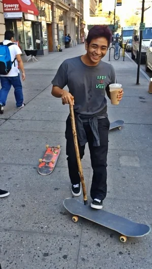 <!--NYCRT-->

Unfortunately, our boy Sam got broke-off at our first stop in Georgia, so he wasn't able to skate. However, Sam has the best attitude and can make it through any situation with a smile. Sick cane, Sam!