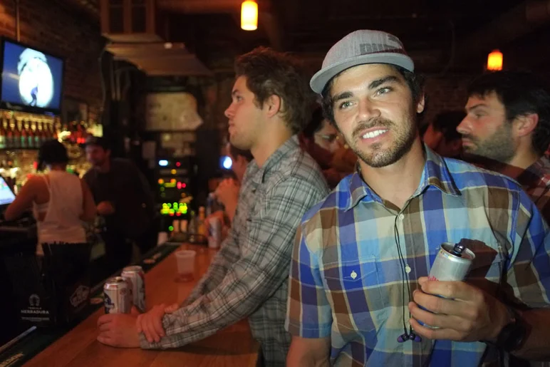 Nick Dompierre sticks with the Red Bulls for the night.<!-- Tampa Pro 2013 Skateboarding and the After-Party -->