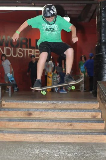 Nick Peterpaul is part of the large crew of GSZ kids here.  That's frontside 180.<!-- Spring Roll 2013 and a Bradenton Session Presented by Lakai -->