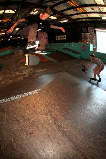 <!--ahday16cons-->

Eric got in his skating before he hosted the Best Trick contest. Nolle BS Flip. Frank on the creep getting those good angles.  