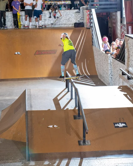 At our last All Ages Contest Tristan acid dropped into the Kahuna and went helmet to helmet with another kid. This time around he played it safe with a back board on the rail.


<!--backtoschoolbash2022-->