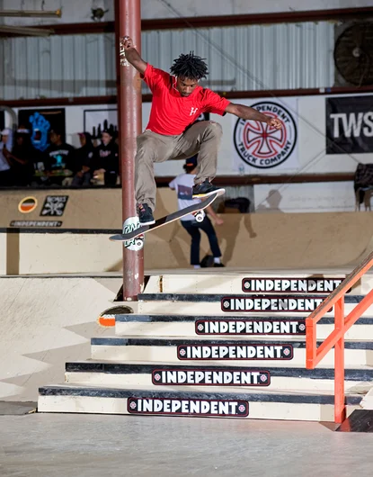 <!--DA-ATL16-1-->

The early bird catches the worm or in this case Marcus Lizzmore catches a Tre Flip.